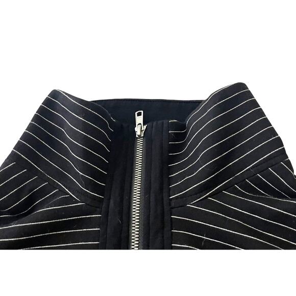 CABI LONG SLV FRONT ZIP COTTON/POLY FLEECE JACKET, WOMENS, L, BLACK/WHITE STRIPE - Picture 7 of 12